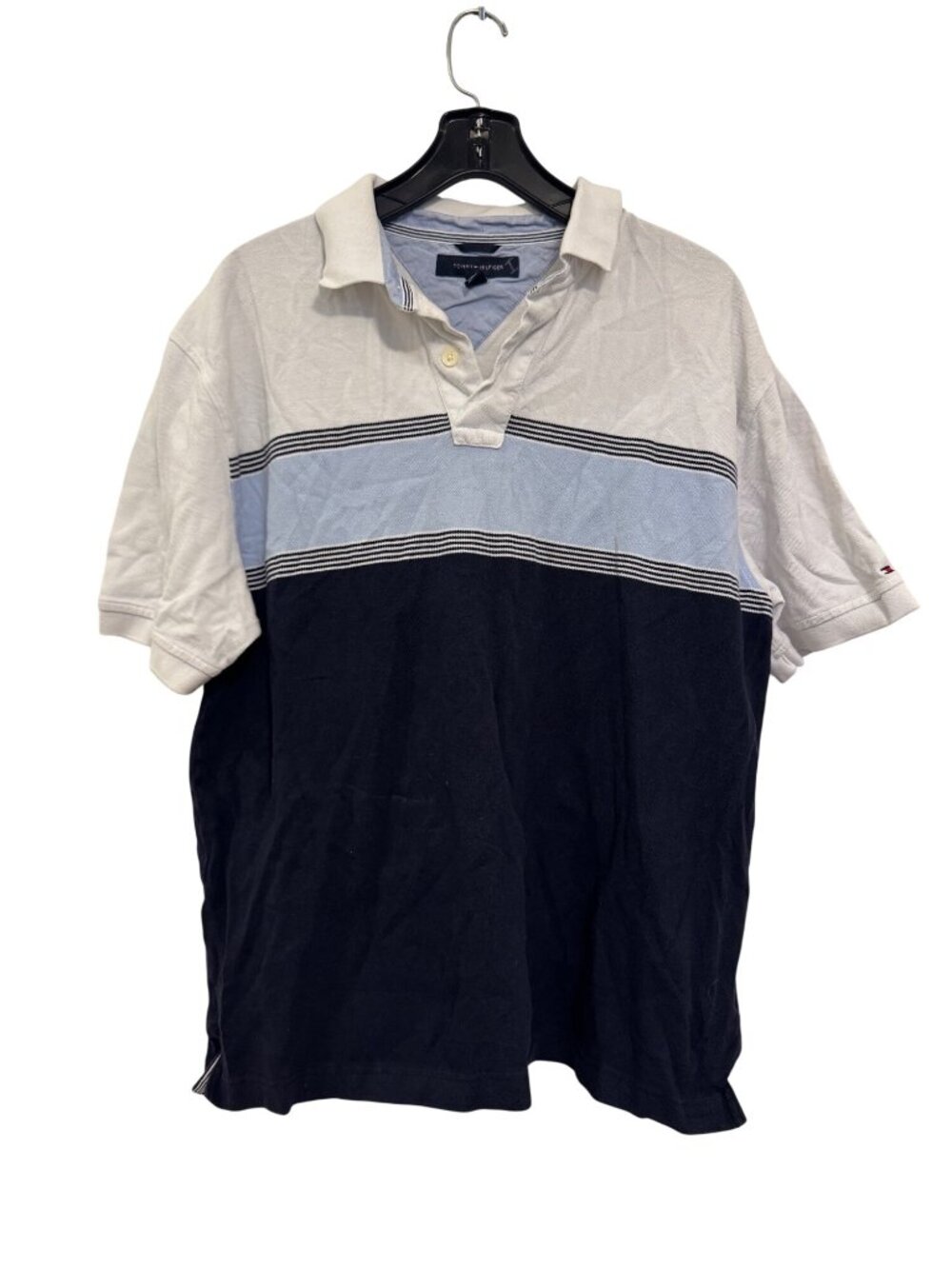 vintage Tommy Hilfiger Mens XL Rugby Polo Shirt Striped 100% Cotton